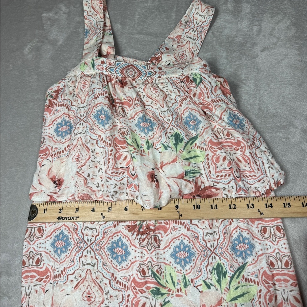 NWT O’Neill Girls Flounce Ruffle Jordan Tank Pink Cream Floral Midi Dress Large - Picture 7 of 16